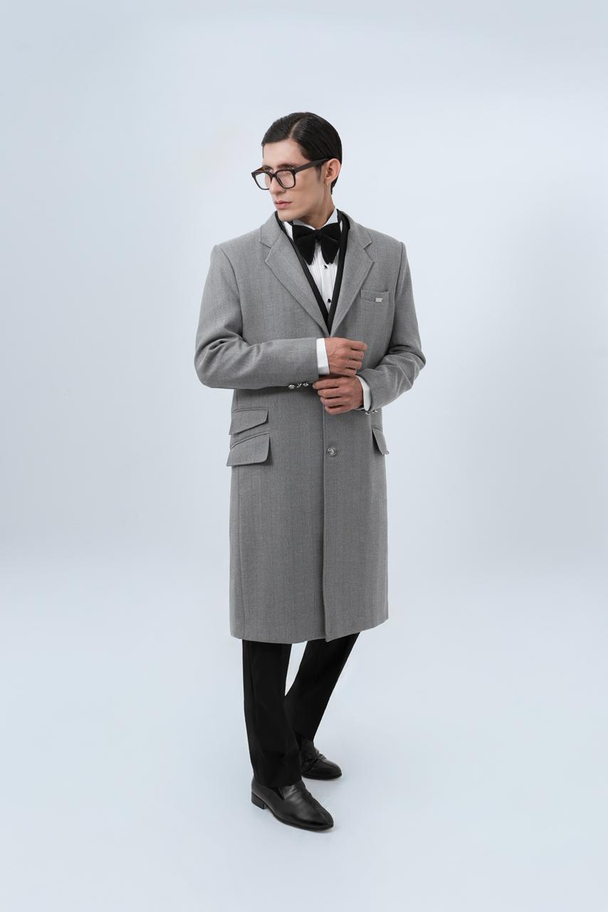 Abrigo Herringbone Gris SOUZA