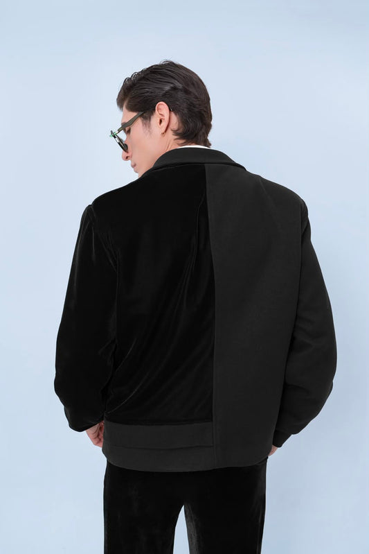Chaqueta Bomber Terciopelo Negra