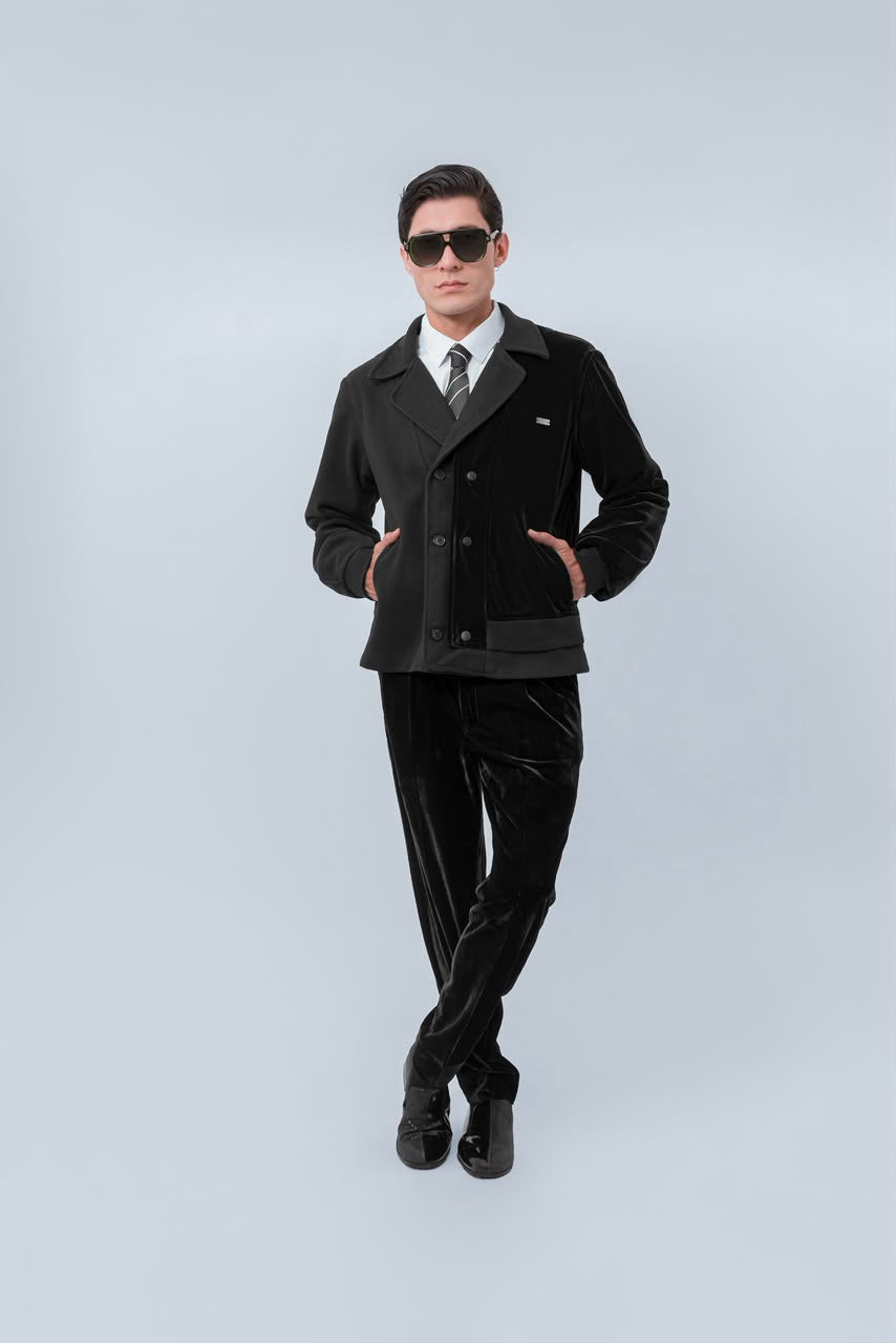 Chaqueta Bomber Terciopelo Negra
