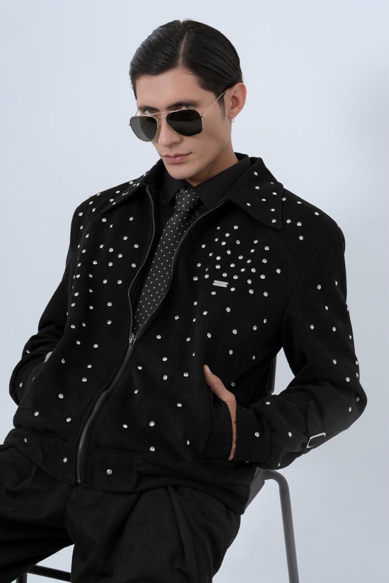 Chaqueta Bomber Pedrería Cristal — SOUZA