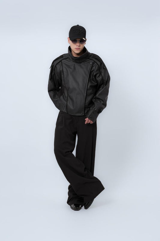 Chaqueta Bomber Negra Satinada — SOUZA