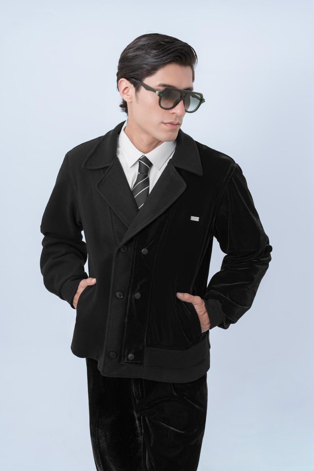 Chaqueta Bomber Terciopelo Negra — SOUZA