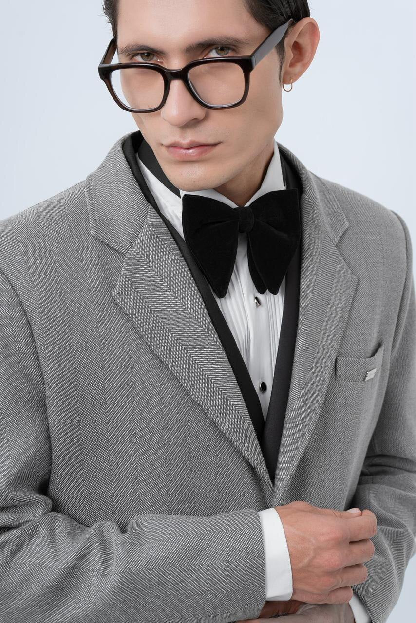Abrigo Herringbone Gris SOUZA