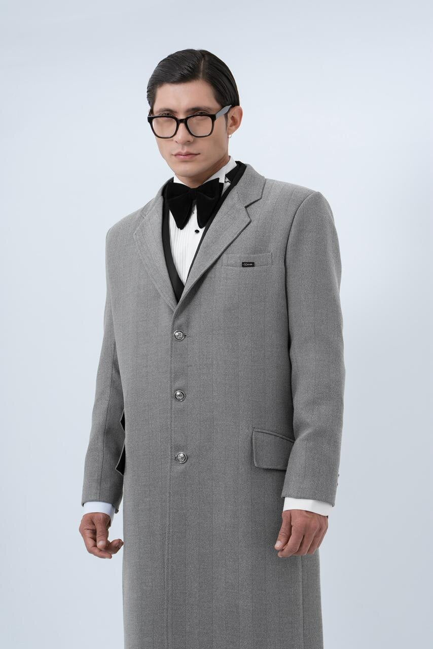 Abrigo Herringbone Gris SOUZA