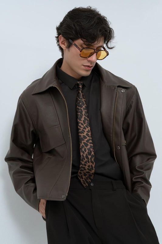 Chaqueta Bomber Chocolate Piel — SOUZA