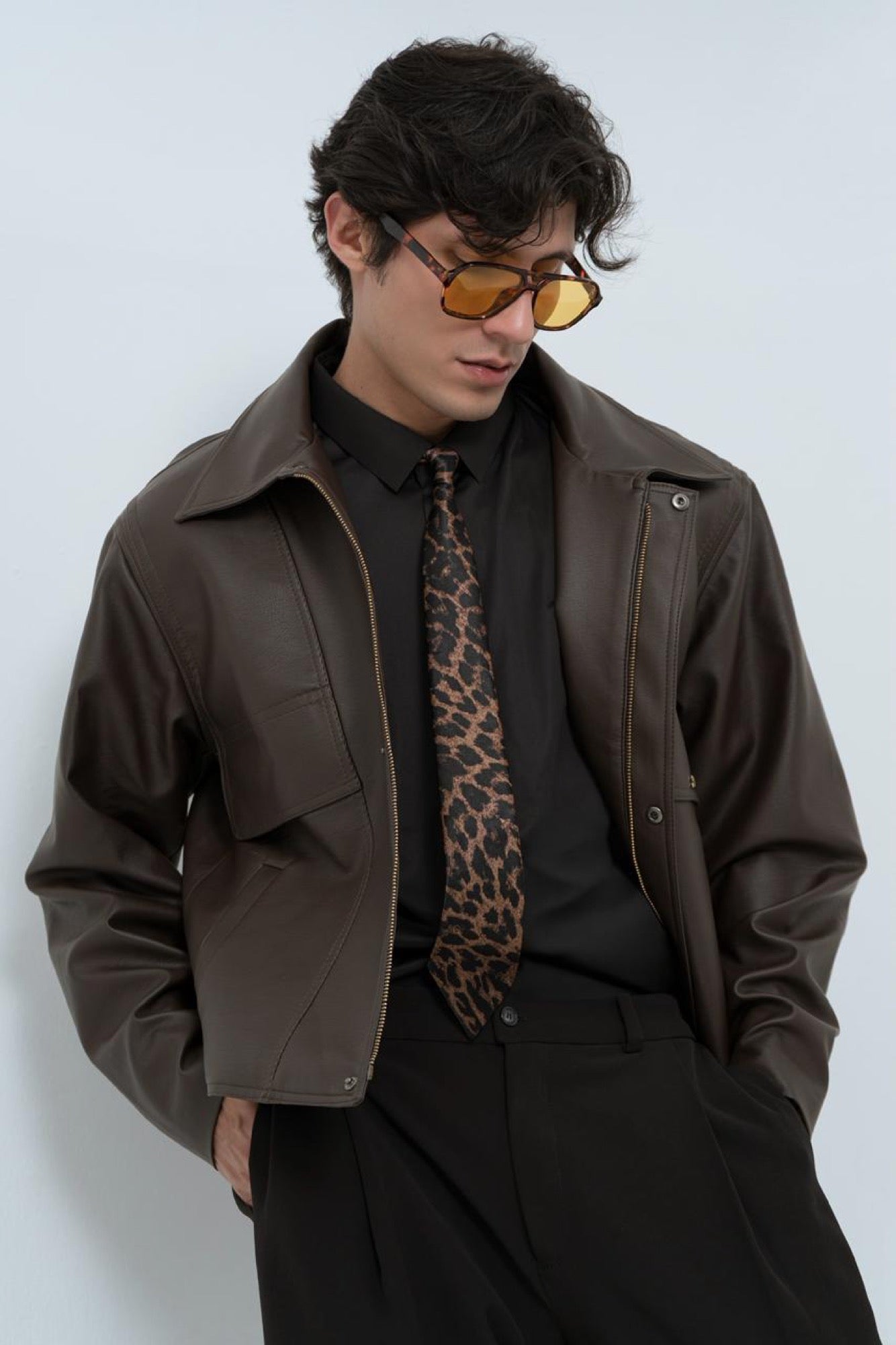 Chaqueta Bomber Chocolate Piel — SOUZA