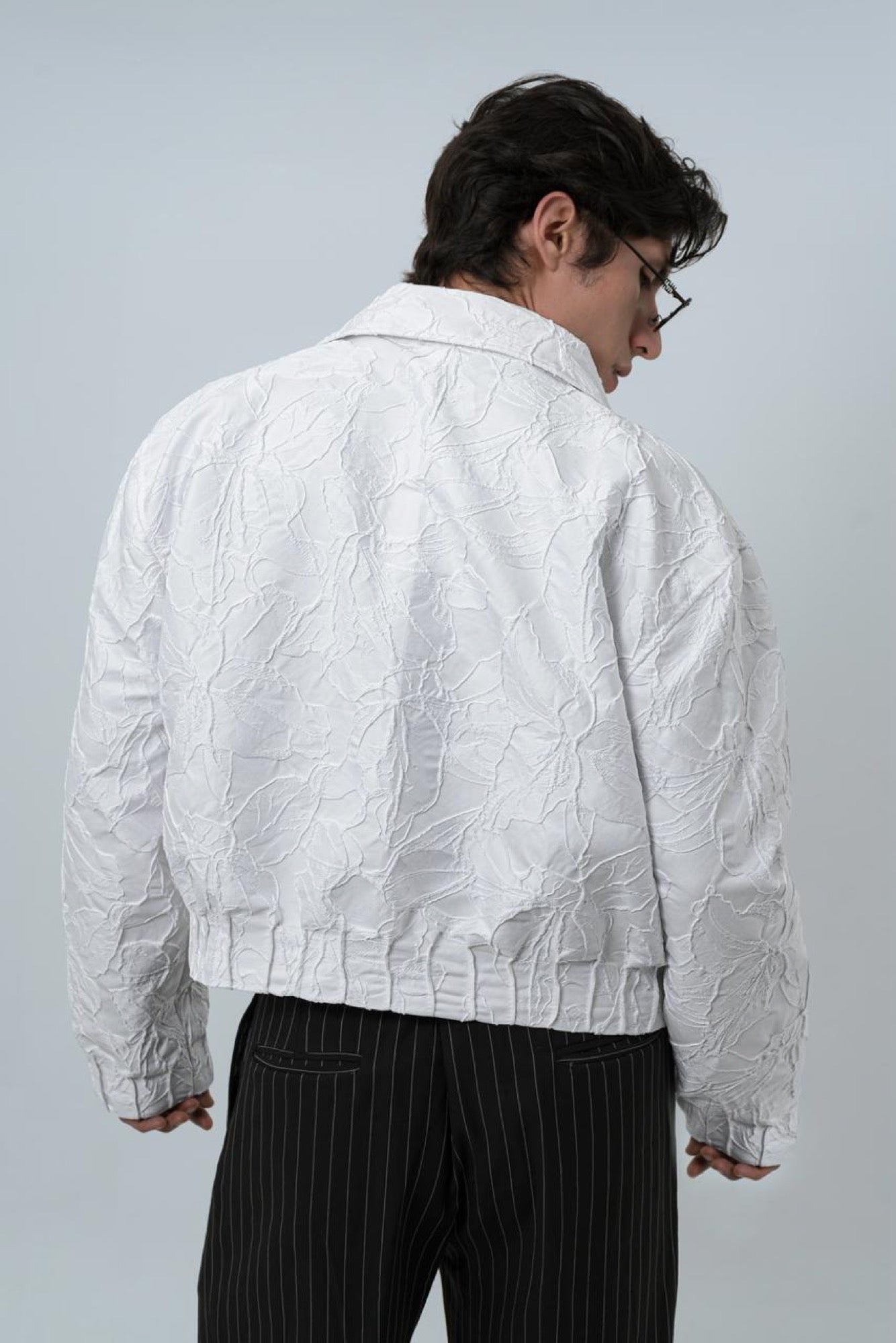 Chaqueta Bomber Blanca Jacquard — SOUZA
