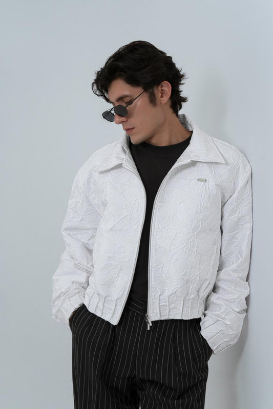 Chaqueta Bomber Blanca Jacquard — SOUZA