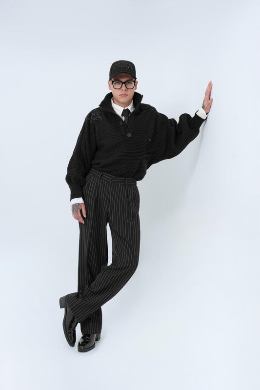 Trouser Noir Pinstripe — SOUZA