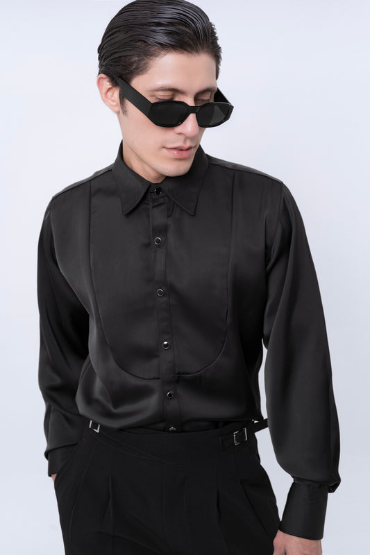 Camisa Negra Satinada — SOUZA