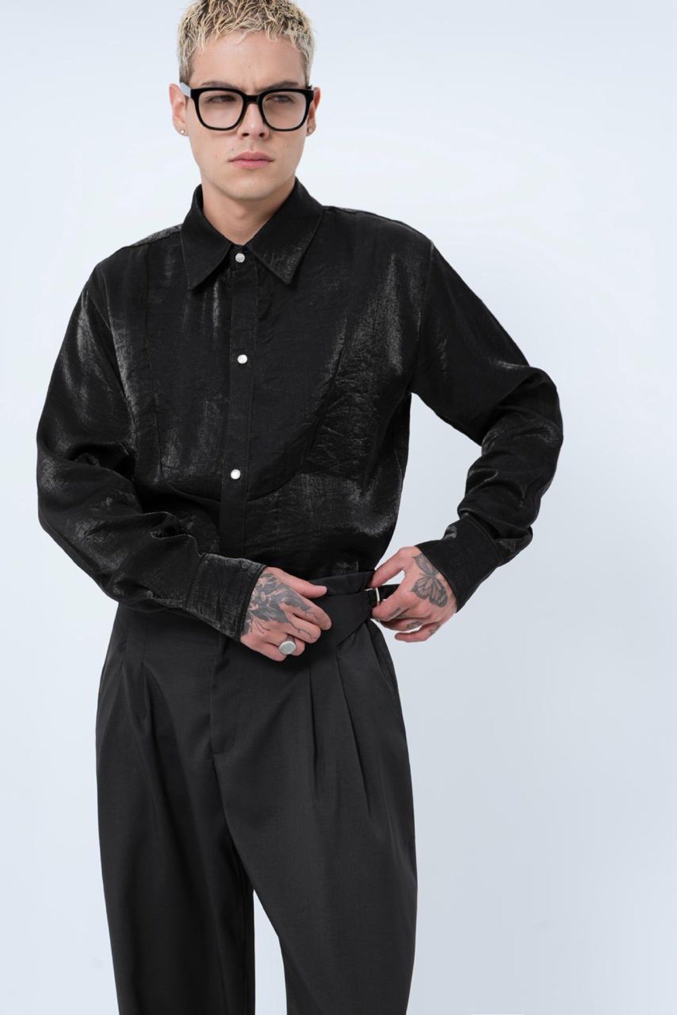 Camisa Seda Nocturna Negra — SOUZA